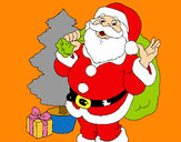 Dibujo Santa Claus y un árbol de navidad pintado por charito