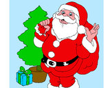 Dibujo Santa Claus y un árbol de navidad pintado por mary8cruz