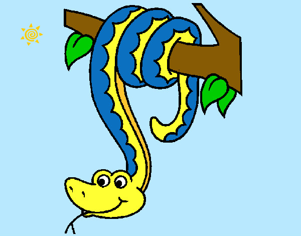 Dibujo Serpiente colgada de un árbol pintado por Danneliese