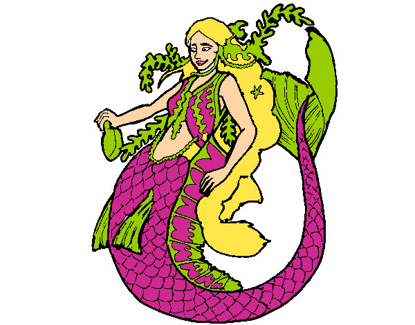 Dibujo Sirena con larga melena pintado por valentina1