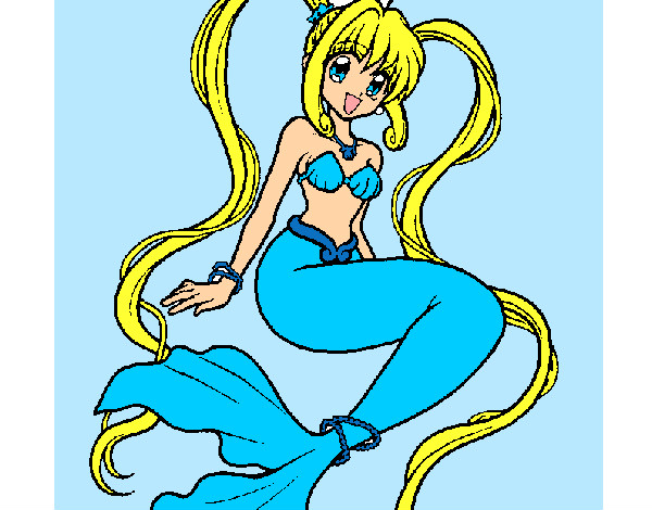 Dibujo Sirena con perlas pintado por behania