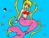 Dibujo Sirena con perlas pintado por lisiyyara