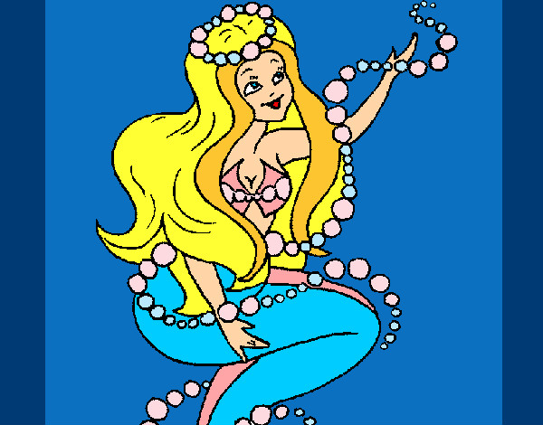 Dibujo Sirena entre burbujas pintado por IslamEYM