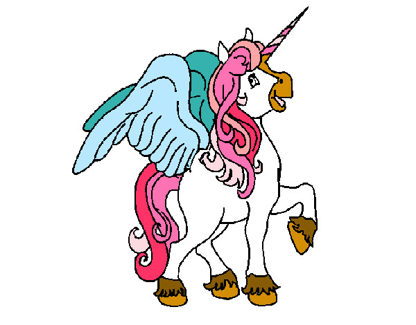 Dibujo Unicornio con alas pintado por Ines2307