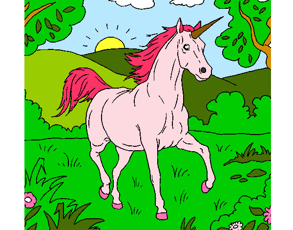 Dibujo Unicornio corriendo pintado por Ines2307