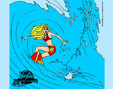 Dibujo Barbie practicando surf pintado por amalia