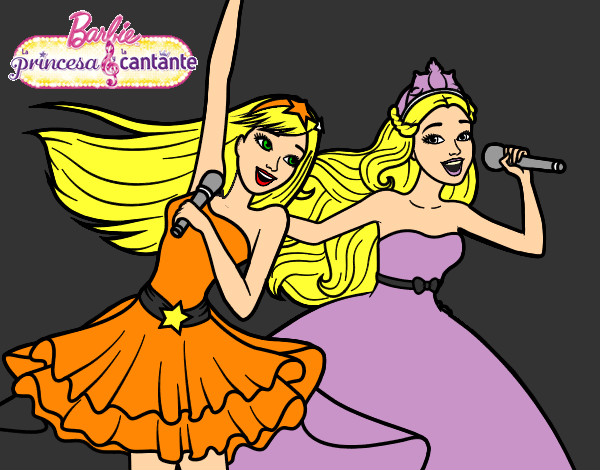 Barbie y la princesa cantando