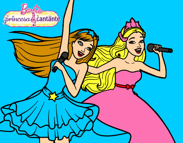 Dibujo Barbie y la princesa cantando pintado por babykaly06
