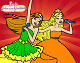 Dibujo Barbie y la princesa cantando pintado por melina_222