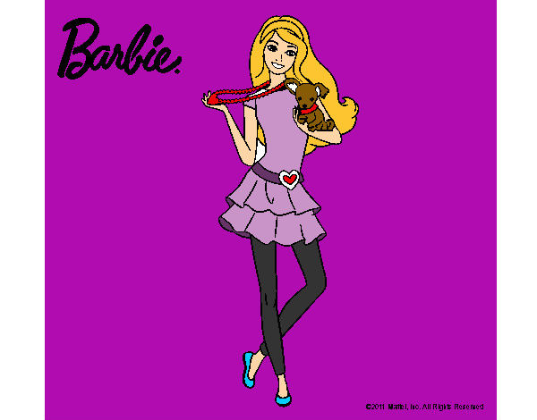 Dibujo Barbie y su mascota pintado por perla2-5