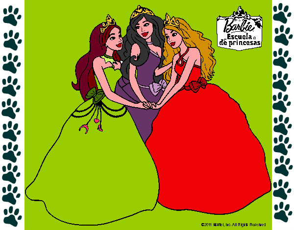 Dibujo Barbie y sus amigas princesas pintado por maitenati 