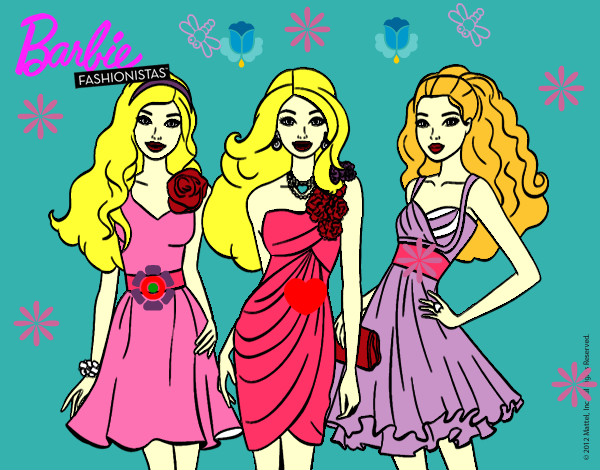 Dibujo Barbie y sus amigas vestidas de fiesta pintado por lucinda26