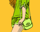 Dibujo Chica con bolso pintado por amalia