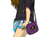 Dibujo Chica con bolso pintado por fantasy
