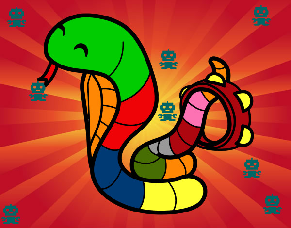 Dibujo Cobra con pandereta pintado por snyder
