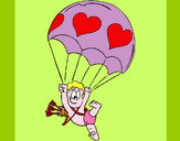 Dibujo Cupido en paracaídas pintado por antopaz