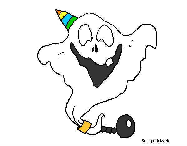 Dibujo Fantasma con sombrero de fiesta pintado por Yaneth02