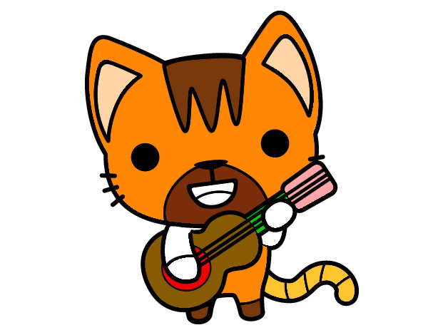 Dibujo Gato guitarrista pintado por CLUBTI