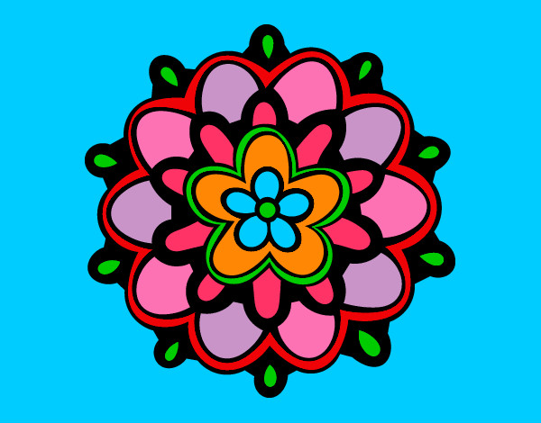 Dibujo Mándala con una flor pintado por LICHILOVE