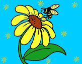 Dibujo Margarita con abeja pintado por mollyteamo