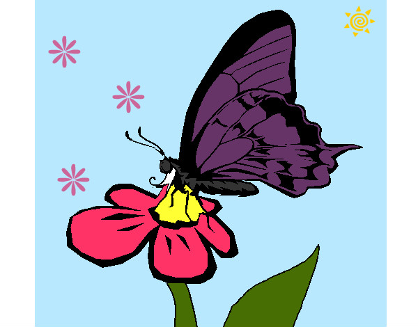 Dibujo Mariposa en una flor pintado por liz94