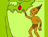Dibujo Maya en un árbol frutal pintado por amalia