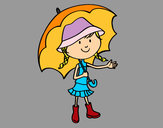 Dibujo Niña con paraguas pintado por rotiab2