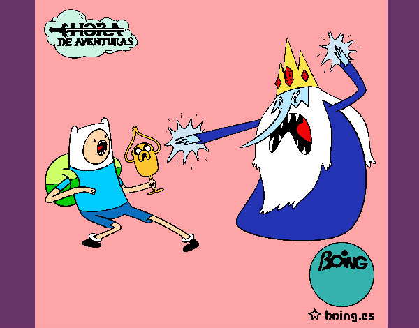 Dibujo Rey Hielo contra Finn pintado por FinnyJake2