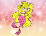 Dibujo Sirena con los brazos en la cardera pintado por rotiab2