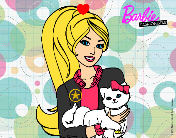 Dibujo Barbie con su linda gatita pintado por ariani17