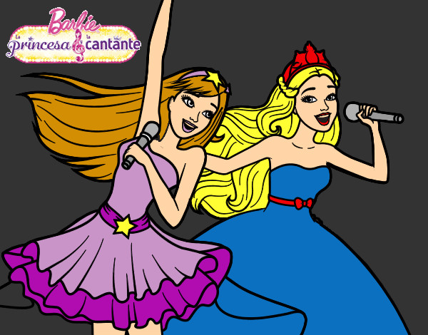 Barbie y la princesa cantando