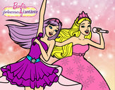 Dibujo Barbie y la princesa cantando pintado por juli36
