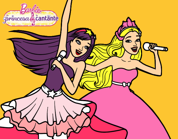 Barbie y la princesa cantando