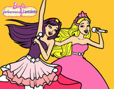 Dibujo Barbie y la princesa cantando pintado por lore_luis