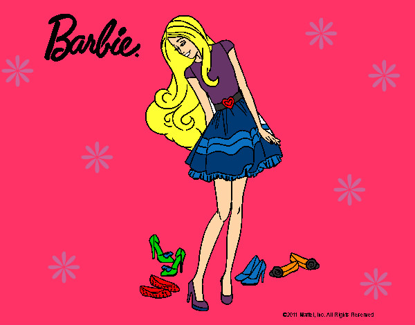 Dibujo Barbie y su colección de zapatos pintado por mary8cruz