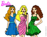 Dibujo Barbie y sus amigas vestidas de fiesta pintado por euroto