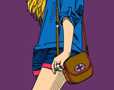 Dibujo Chica con bolso pintado por nata2001
