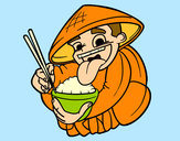 Dibujo Chino comiendo arroz pintado por amalia