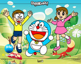 Dibujo Doraemon y amigos pintado por lGominola