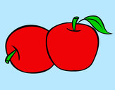 Dibujo Dos manzanas pintado por Rubias