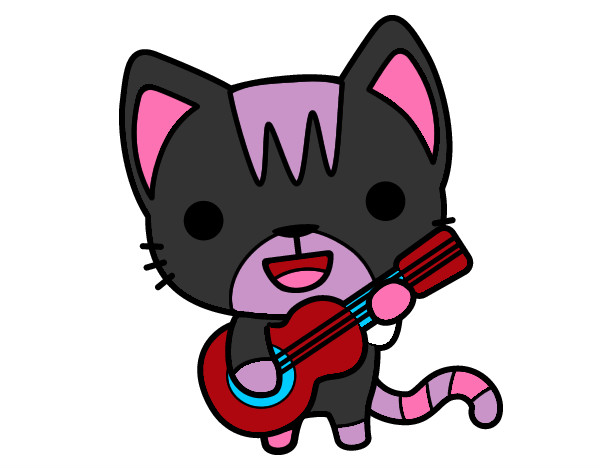 Dibujo Gato guitarrista pintado por candy11