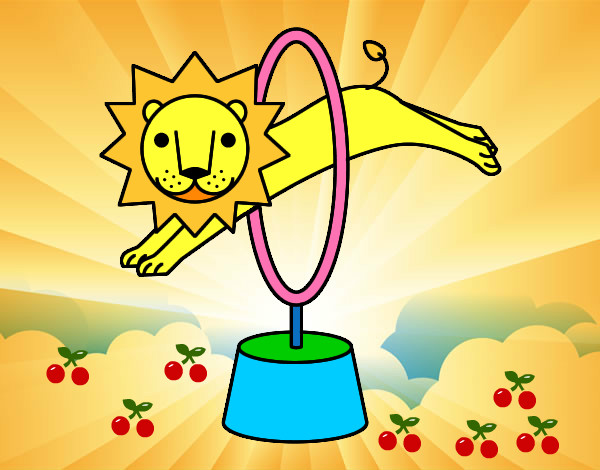 Dibujo León saltando pintado por Danapi