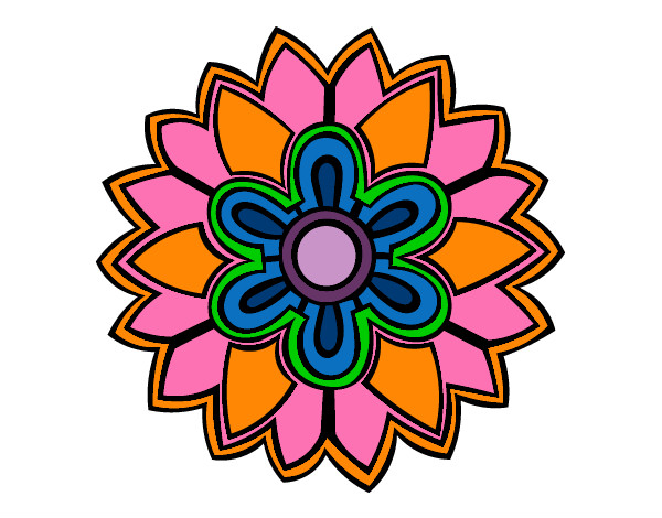 Dibujo Mándala con forma de flor weiss pintado por CLUBTI