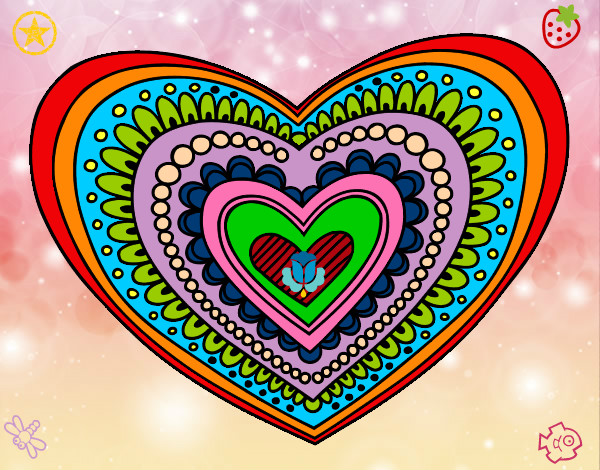 Dibujo Mandala corazón pintado por s1r14