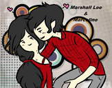 Dibujo Marshall Lee y Marceline pintado por kaikozatsu