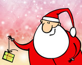Dibujo Papa Noel con un regalo pintado por noetxe