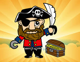 Dibujo Pirata con tesoro pintado por Manuell