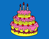 Dibujo Tarta de cumpleaños pintado por pequita
