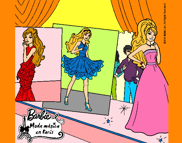 Dibujo Barbie, desfilando por la pasarela pintado por jessey 