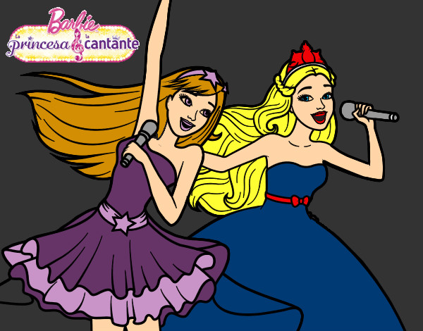 Barbie y la princesa cantando